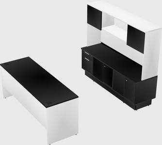 Parallel desk with low credenza