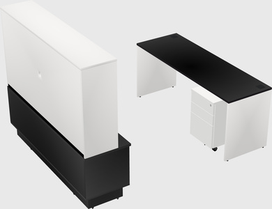 Parallel desk with low credenza