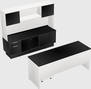 Parallel desk with low credenza
