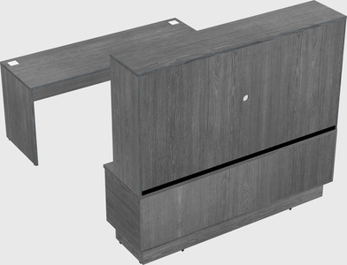 Parallel desk with low credenza