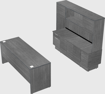 Parallel desk with low credenza
