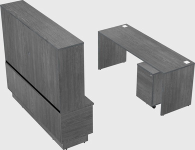 Parallel desk with low credenza