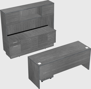 Parallel desk with low credenza