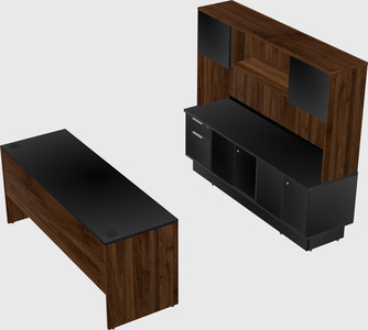 Parallel desk with low credenza