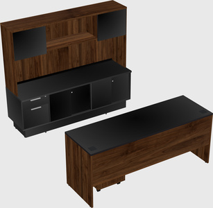 Parallel desk with low credenza