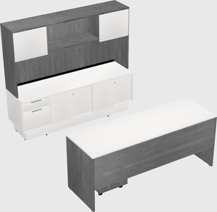 Parallel desk with low credenza