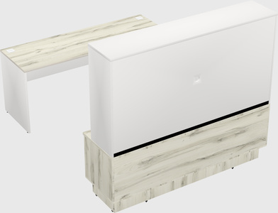 Parallel desk with low credenza