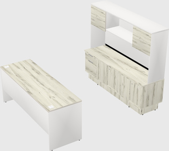 Parallel desk with low credenza