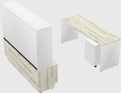 Parallel desk with low credenza