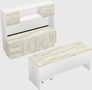 Parallel desk with low credenza