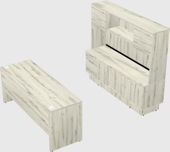 Parallel desk with low credenza