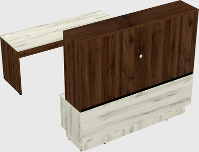 Parallel desk with low credenza