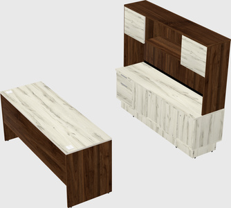 Parallel desk with low credenza