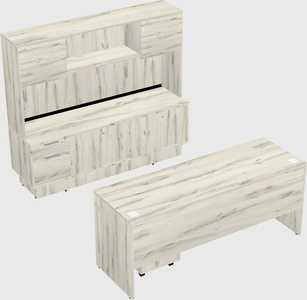Parallel desk with low credenza
