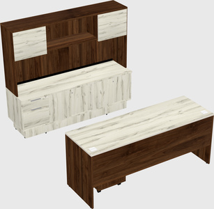 Parallel desk with low credenza