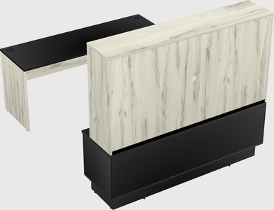 Parallel desk with low credenza
