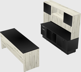 Parallel desk with low credenza