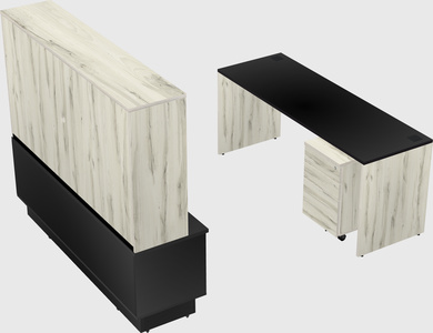 Parallel desk with low credenza