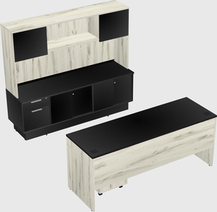 Parallel desk with low credenza