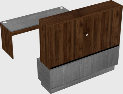 Parallel desk with low credenza