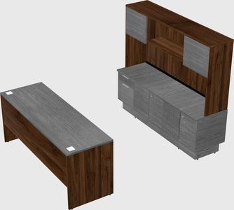 Parallel desk with low credenza