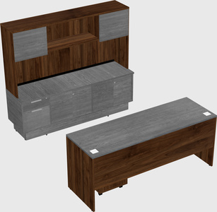 Parallel desk with low credenza