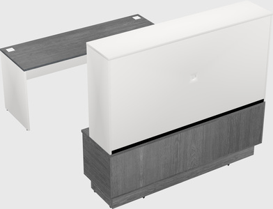 Parallel desk with low credenza