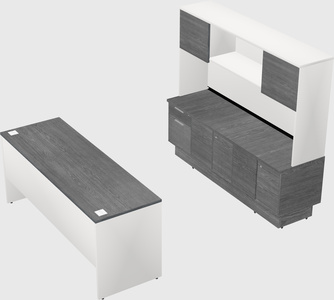 Parallel desk with low credenza