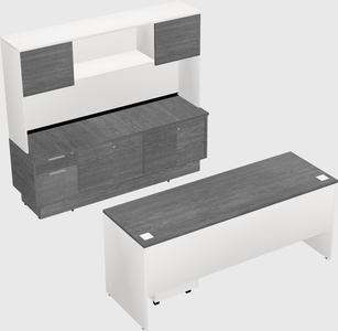 Parallel desk with low credenza