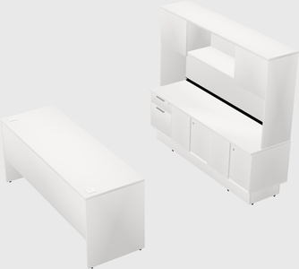 Parallel desk with low credenza