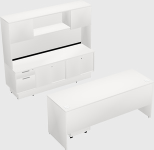 Parallel desk with low credenza