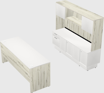 Parallel desk with low credenza
