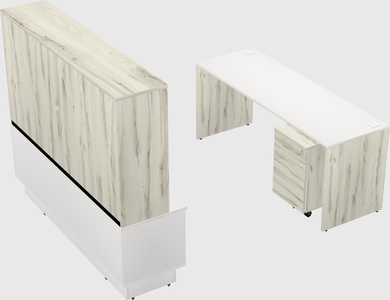 Parallel desk with low credenza