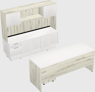 Parallel desk with low credenza