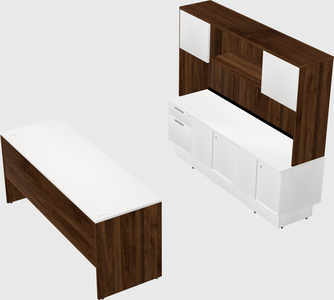 Parallel desk with low credenza