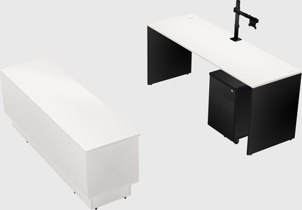 Parallel desk with low credenza