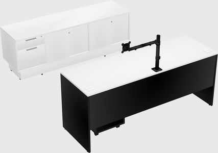 Parallel desk with low credenza