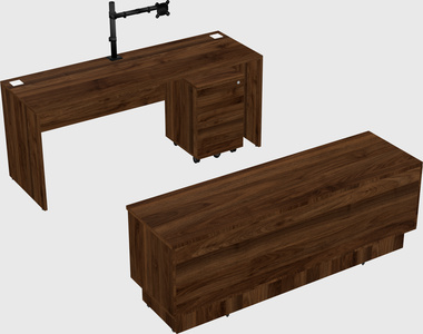 Parallel desk with low credenza