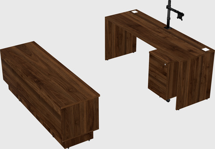 Parallel desk with low credenza
