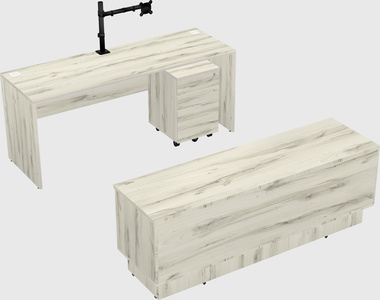 Parallel desk with low credenza