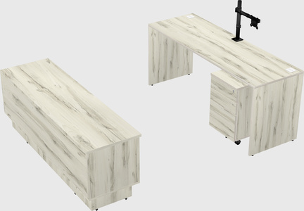 Parallel desk with low credenza