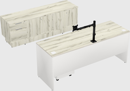 Parallel desk with low credenza