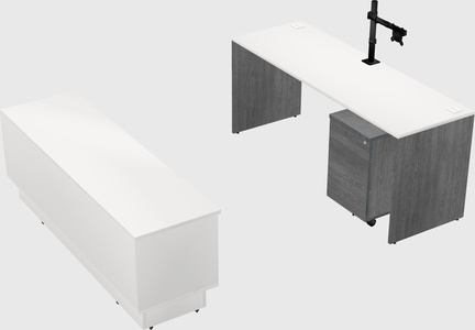 Parallel desk with low credenza