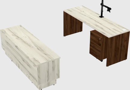 Parallel desk with low credenza