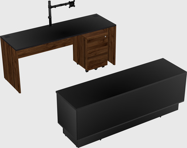 Parallel desk with low credenza