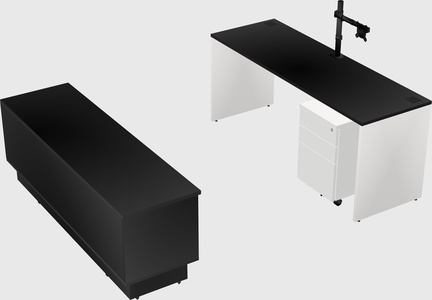 Parallel desk with low credenza