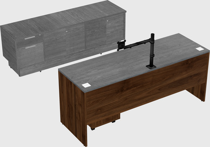 Parallel desk with low credenza