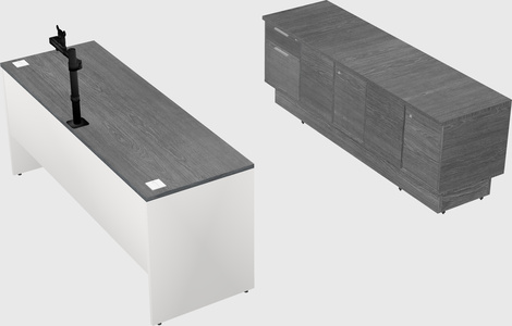 Parallel desk with low credenza