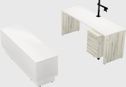 Parallel desk with low credenza