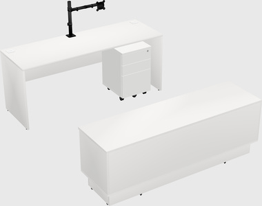 Parallel desk with low credenza